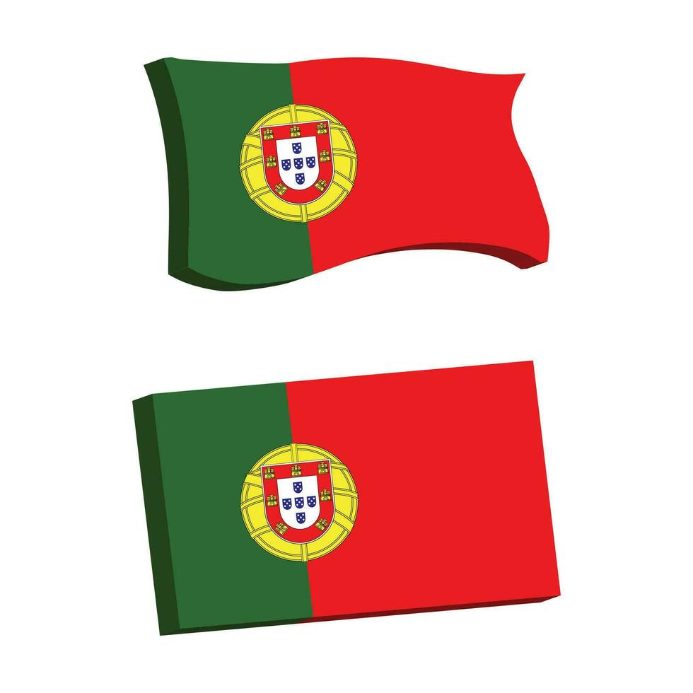 portugal flagga 3d form vektor illustration