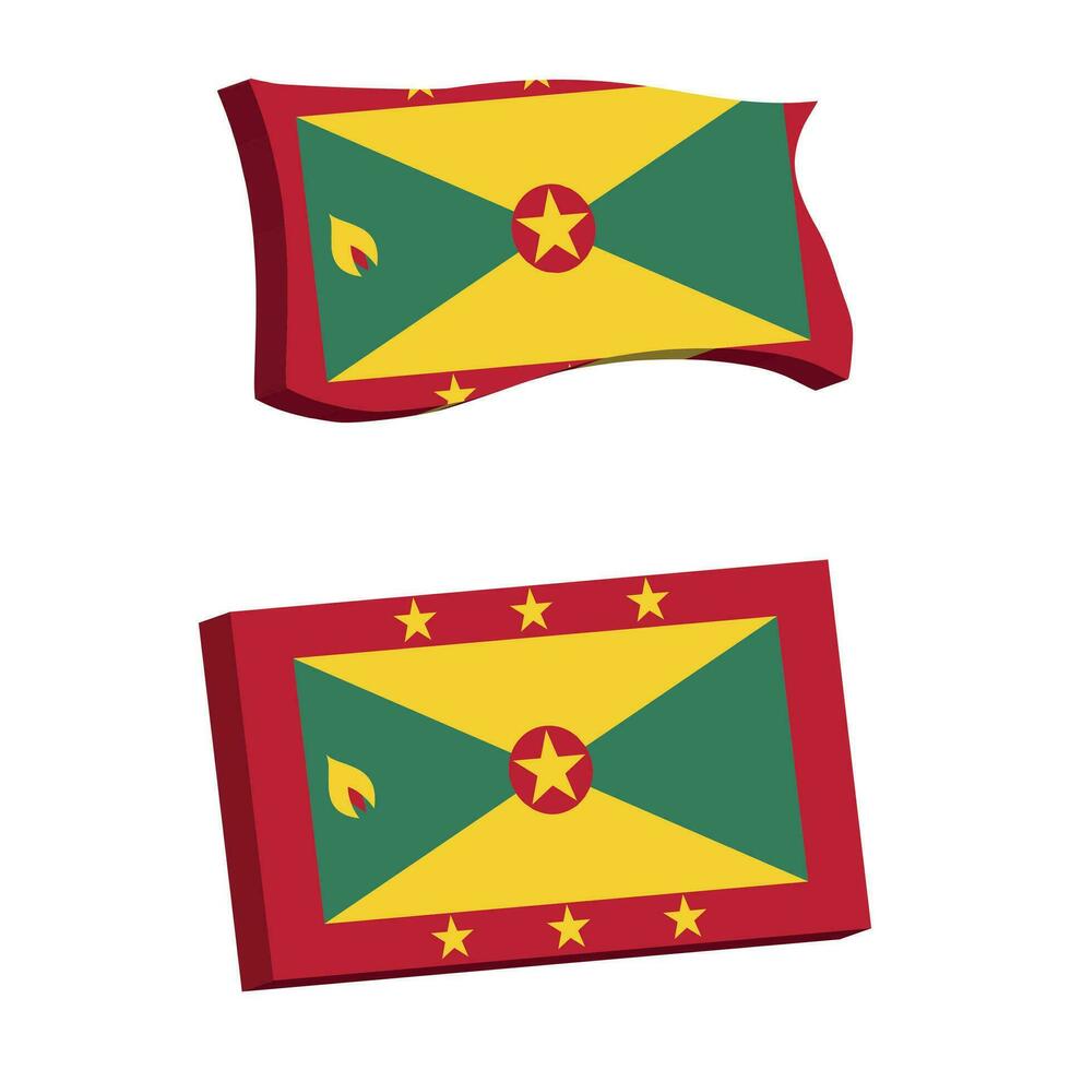 grenada flagga 3d form vektor illustration