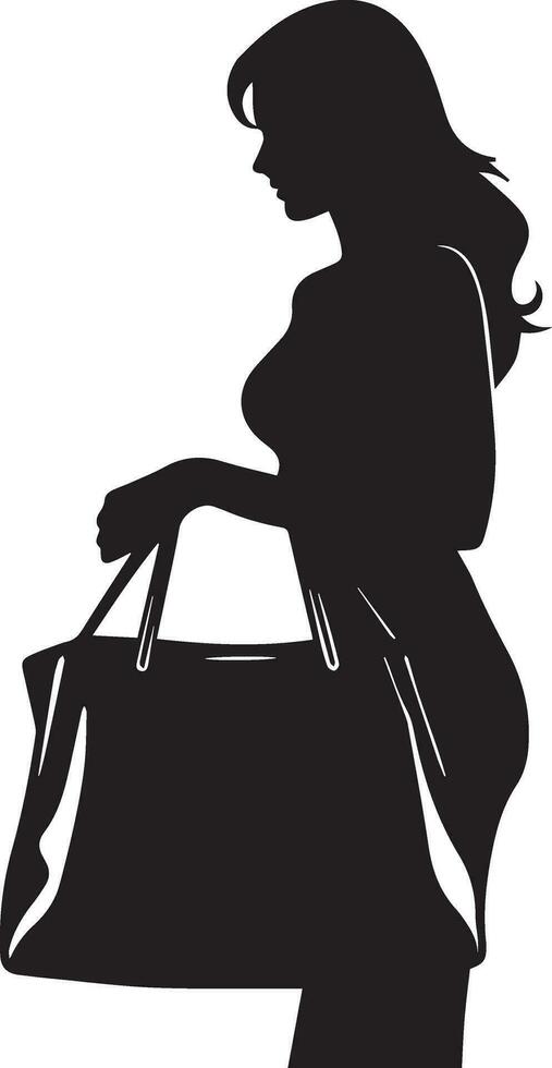 ein Frau mit Tasche Vektor Silhouette