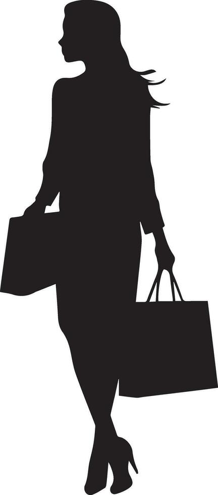 ein Frau mit Tasche Vektor Silhouette