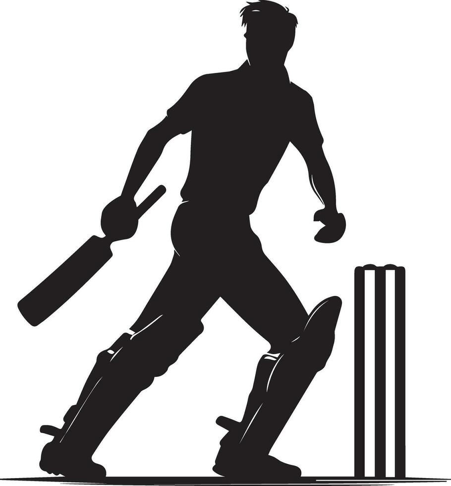 Cricketspieler Pose Vektor Silhouette