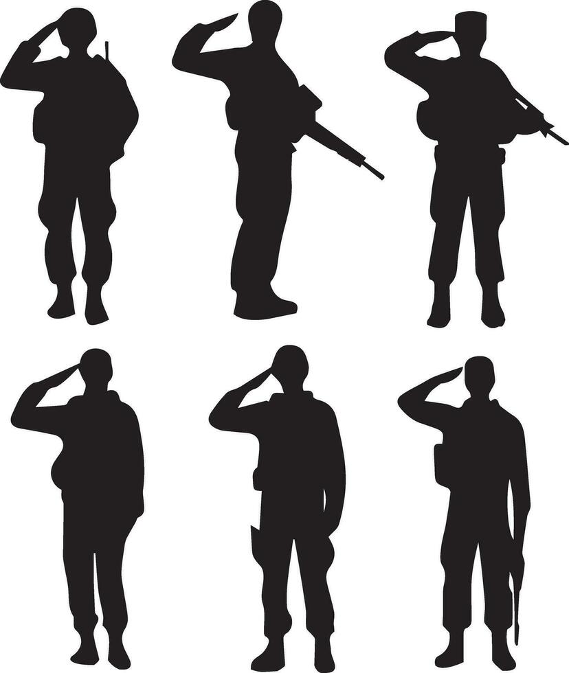 salutieren Soldat Vektor Silhouette Illustration schwarz Farbe