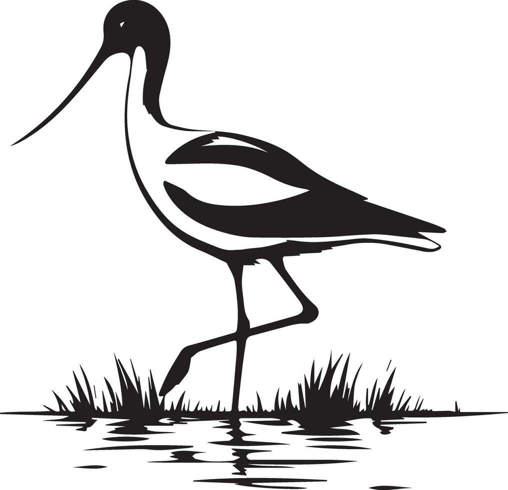 avocet fågel vektor silhuett illustration svart Färg