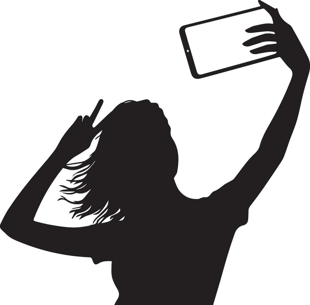 Mädchen nehmen ein Selfie Vektor Silhouette Illustration