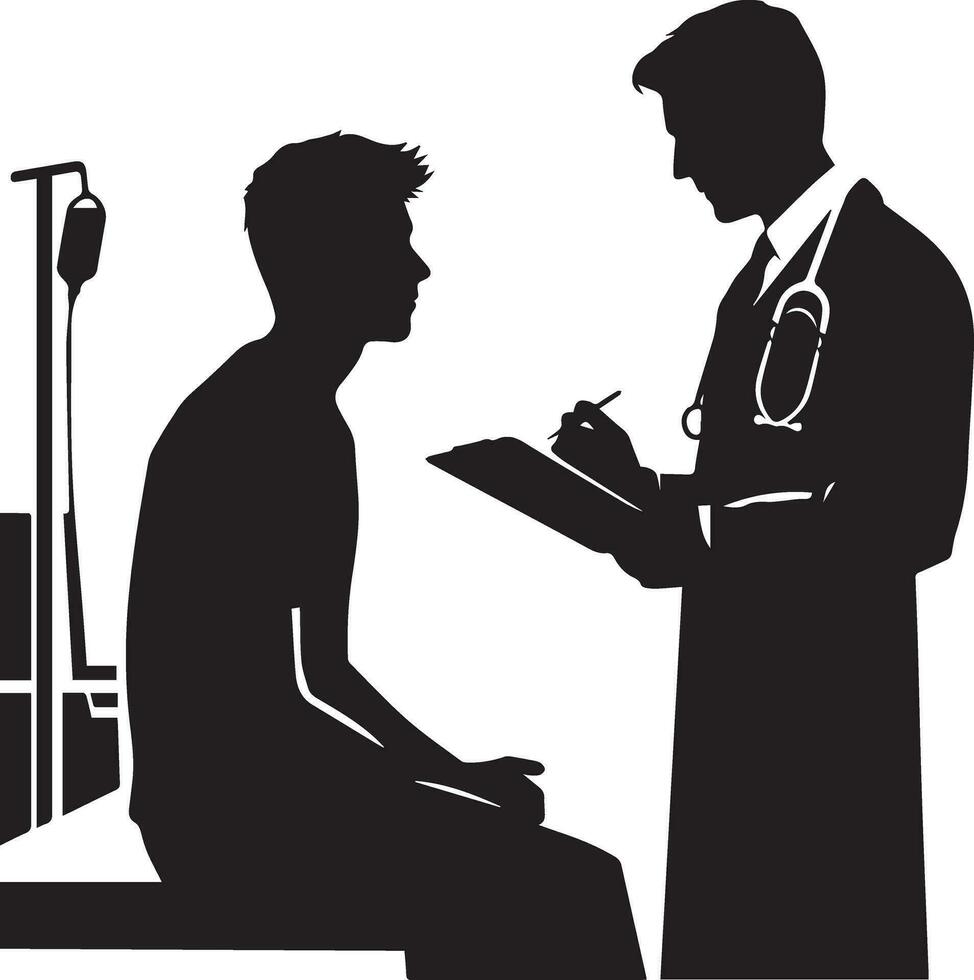 läkare med patient vektor silhuett illustraiton 2