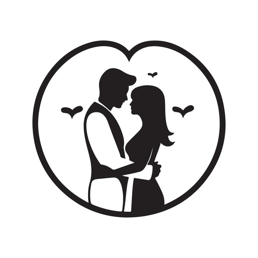 Paar küssen Silhouette Zeichnung Vektor