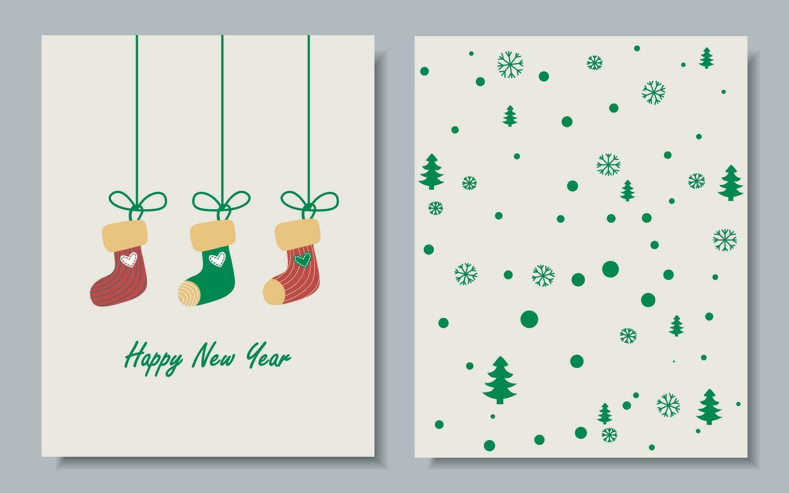 hängend mehrfarbig Socken im rot und Grün mit das Text glücklich Neu Jahr und abstrakt Weihnachten Hintergrund zum Drucken, verwenden wie ein Vorlage, Banner, Hintergrund vektor