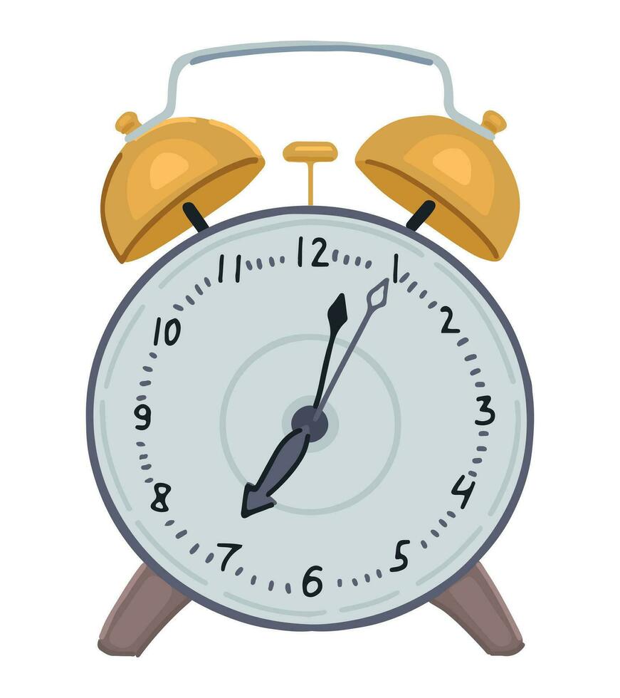 Alarm Uhr Gekritzel. klassisch Uhr Zuhause Gerät Clip Art. Karikatur Stil Vektor Illustration isoliert auf Weiß.