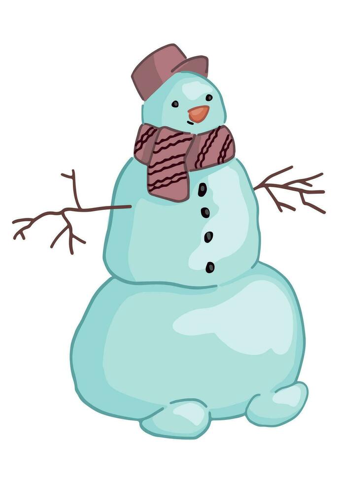 Gekritzel von komisch Schneemann. festlich Winter Weihnachten Clip Art. zeitgenössisch Vektor Illustration isoliert auf Weiß Hintergrund.