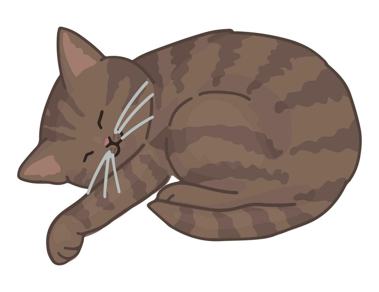 Karikatur Clip Art von süß Schlafen Katze. Gekritzel von inländisch Tier Kätzchen Haustier. Vektor Illustration isoliert auf Weiß.