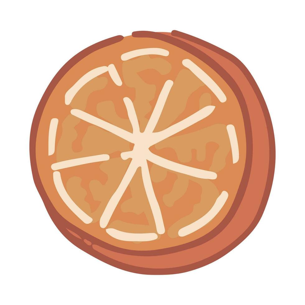 skiva av orange frukt ClipArt. citrus- exotisk frukt klotter isolerat på vit. färgad vektor illustration i tecknad serie stil.