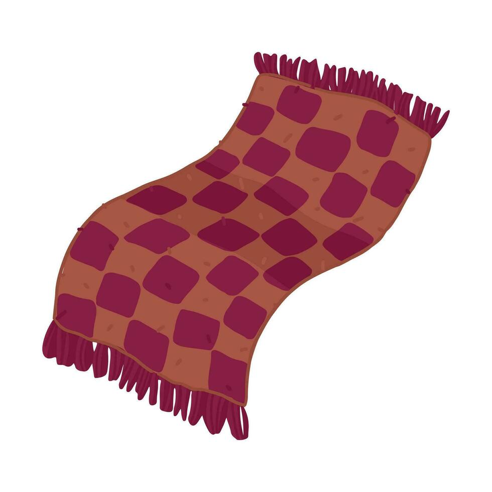 Gekritzel von warm gestrickt Plaid. Karikatur Clip Art von kariert Winter Decke. Vektor Illustration isoliert auf Weiß Hintergrund.