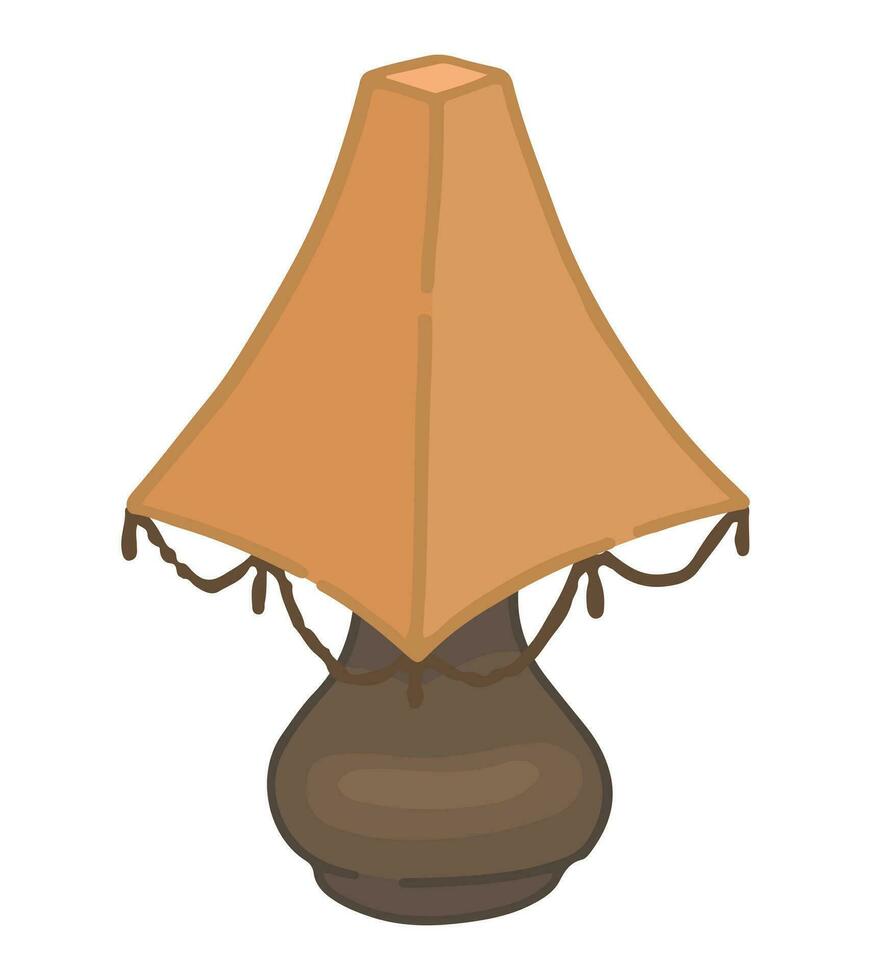 Gekritzel von Jahrgang Tabelle Lampe. Karikatur Clip Art von gemütlich Möbel. Vektor Illustration isoliert auf Weiß Hintergrund.