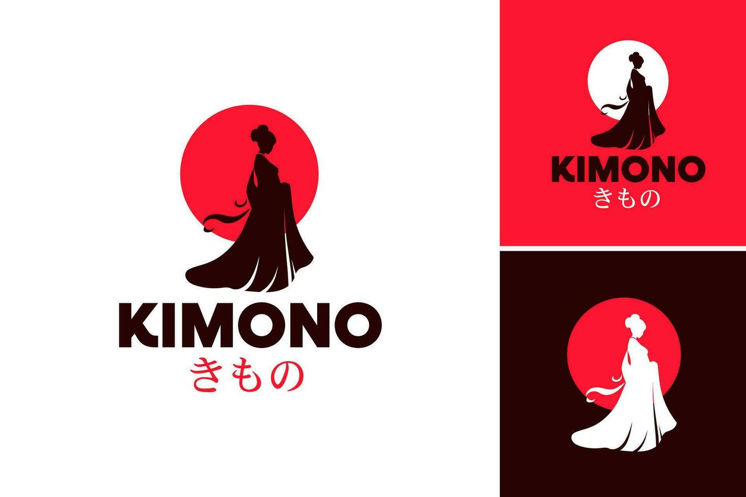 japanisch Kimono Logo Design. geeignet zum Restaurant Das will ein Logo einarbeiten ein Kimono, Darstellen traditionell japanisch Kultur und Küche. vektor