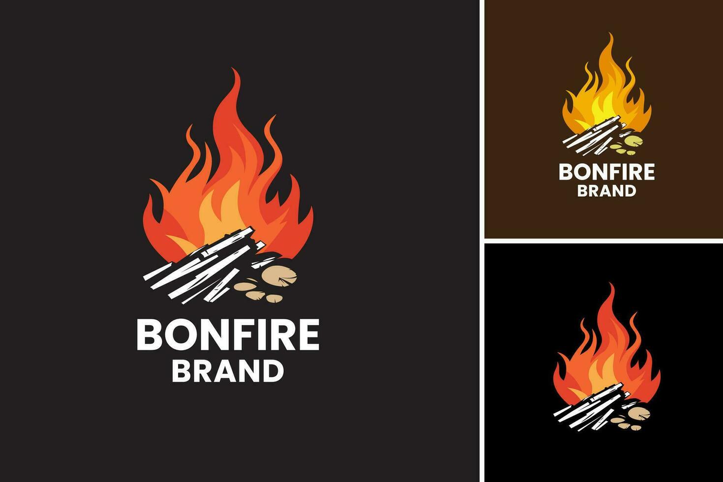 Lagerfeuer Marke Logo Design ist ein beschwingt und energisch Logo Design perfekt zum Marken suchen ein warm und einladend Bild. es ist geeignet zum Unternehmen verbunden zu Camping, draussen Aktivitäten vektor