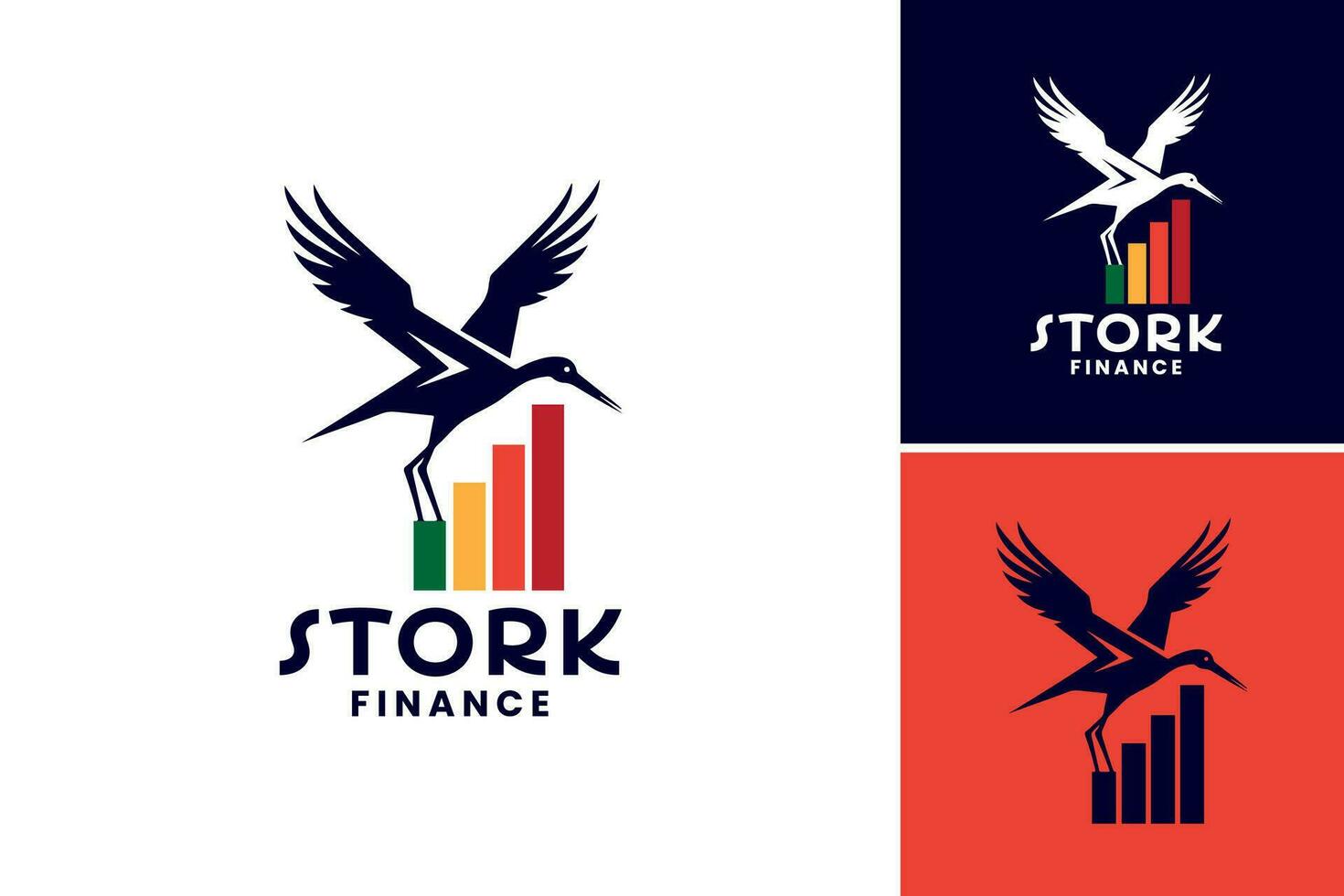 Storch Finanzen Logo ist ein Design Anlagegut geeignet zum finanziell Unternehmen oder Berater Wer wollen ein einzigartig und Fachmann Logo einarbeiten das symbolisch Storch Bilder. vektor