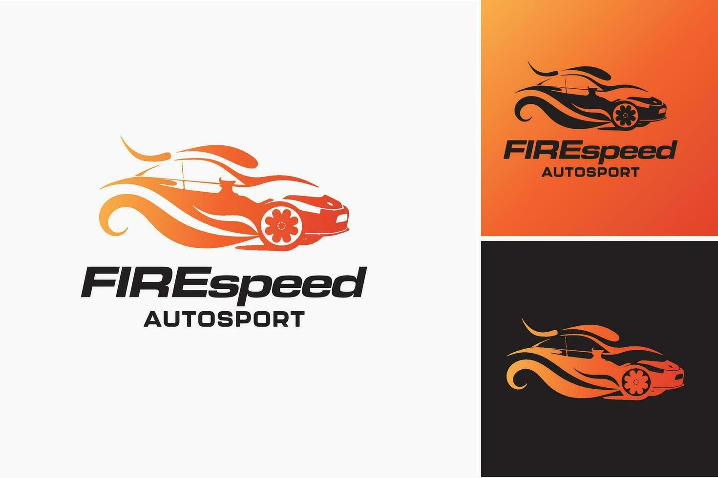 das Logo zum das feuerbetrieben Auto ist ein dynamisch und visuell auffällig Design Anlagegut geeignet zum Automobil Unternehmen oder Marken spezialisieren im feuerbetrieben Fahrzeuge. vektor