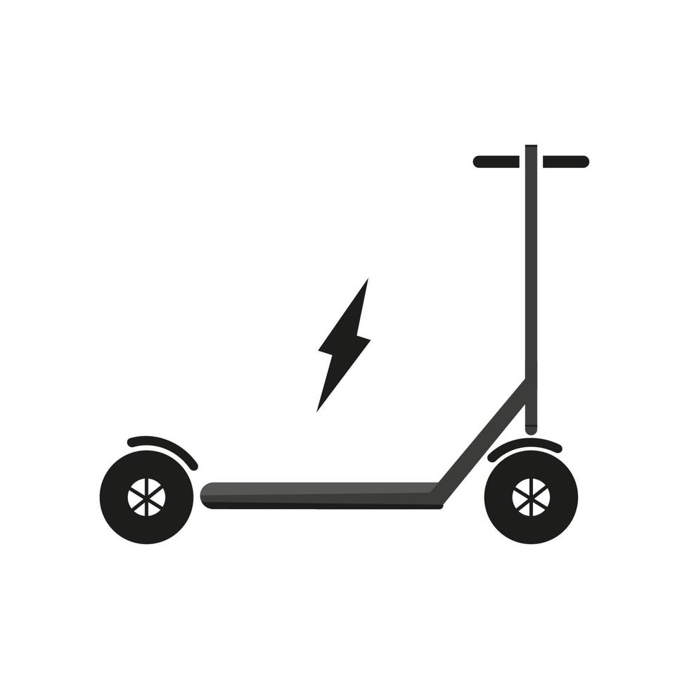 Elektro-Tretroller in schwarz gefärbter Abbildung. Vektor flach