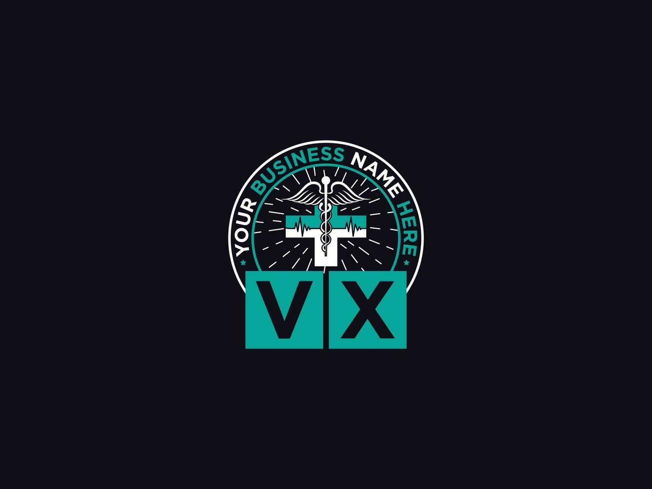 klinisk vx logotyp ikon, medicinsk vx xv logotyp brev design för doktorer vektor