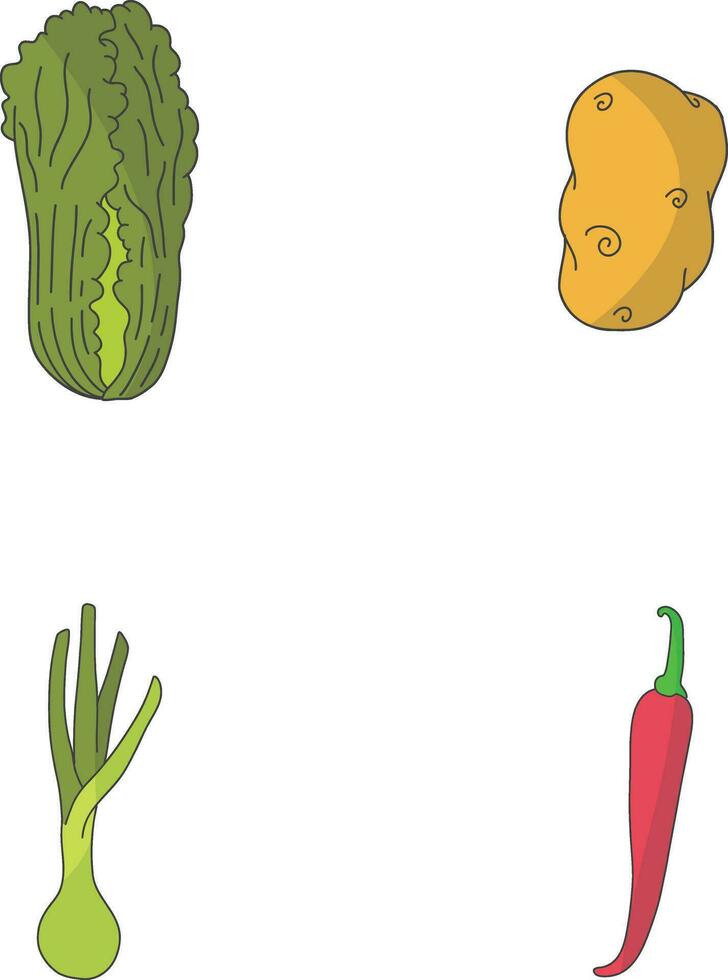 frutand grönsaker i platt tecknad serie design. isolerat på vit bakgrund. vektor illustration.