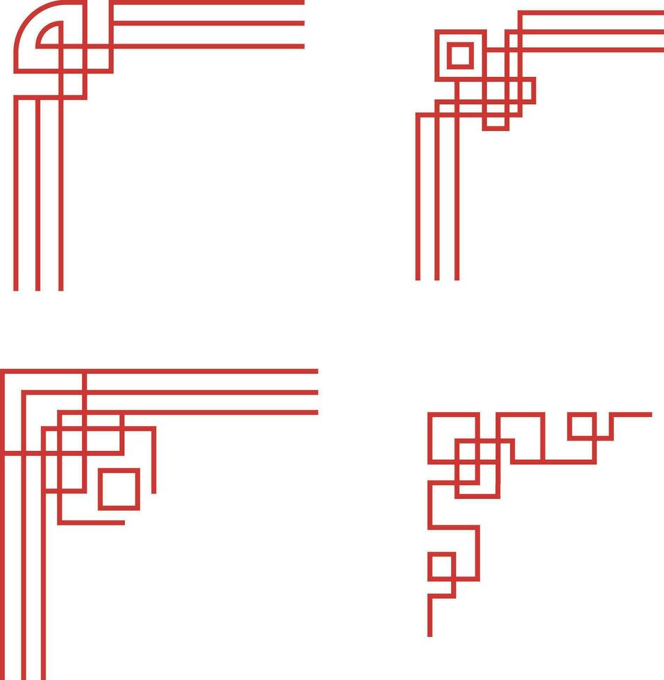 kinesisk traditionell hörn med annorlunda form. enkel design. isolerat vektor uppsättning.