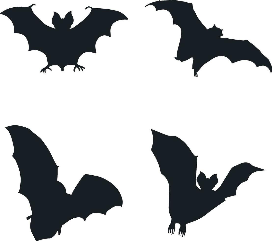 Halloween Schläger Silhouette Symbol Sammlung. isoliert auf Weiß Hintergrund. Vektor Illustration.