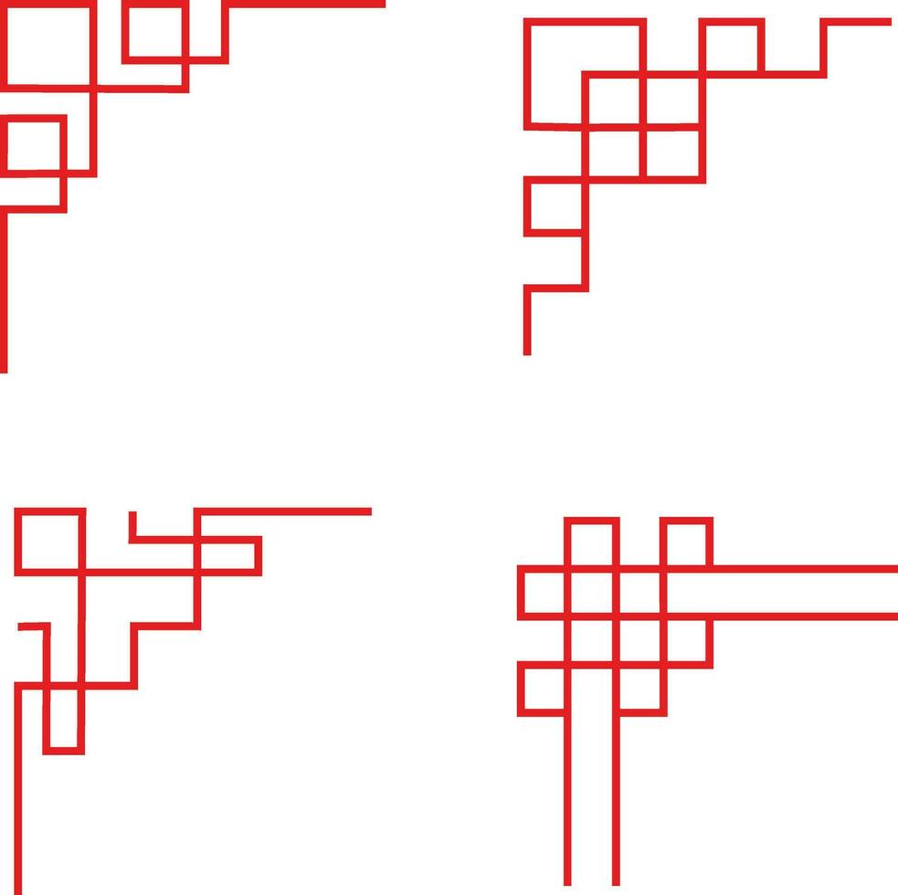 kinesisk traditionell hörn med enkel form. vektor illustration uppsättning.