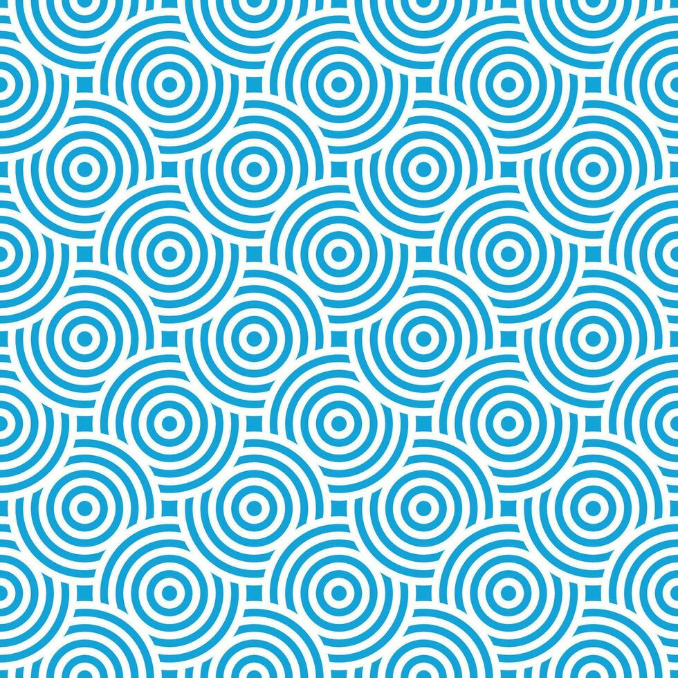 Blau und Weiß nahtlos japanisch Stil sich überschneiden Kreise Spiral- Muster vektor