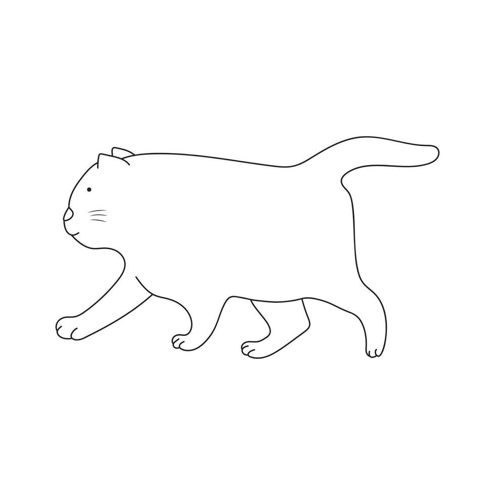 Hand gezeichnet Kinder Zeichnung Vektor Illustration süß Katze Gehen Symbol im Gekritzel Stil