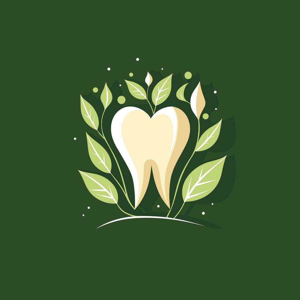 dental wellness fylld färgrik logotyp. holistiskt hälsa. växt baserad. molar- tand och löv. design element. skapas med artificiell intelligens. ai konst för företags- varumärke, ört- tandkräm vektor