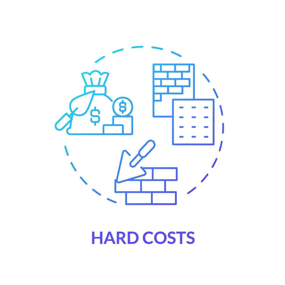 2d lutning hård kostar ikon, enkel isolerat vektor, konstruktion kosta tunn linje illustration. vektor
