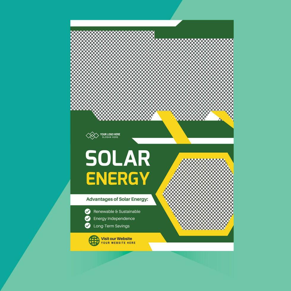 Grün und Gelb modern Solar- Energie Flyer Design Vorlage vektor