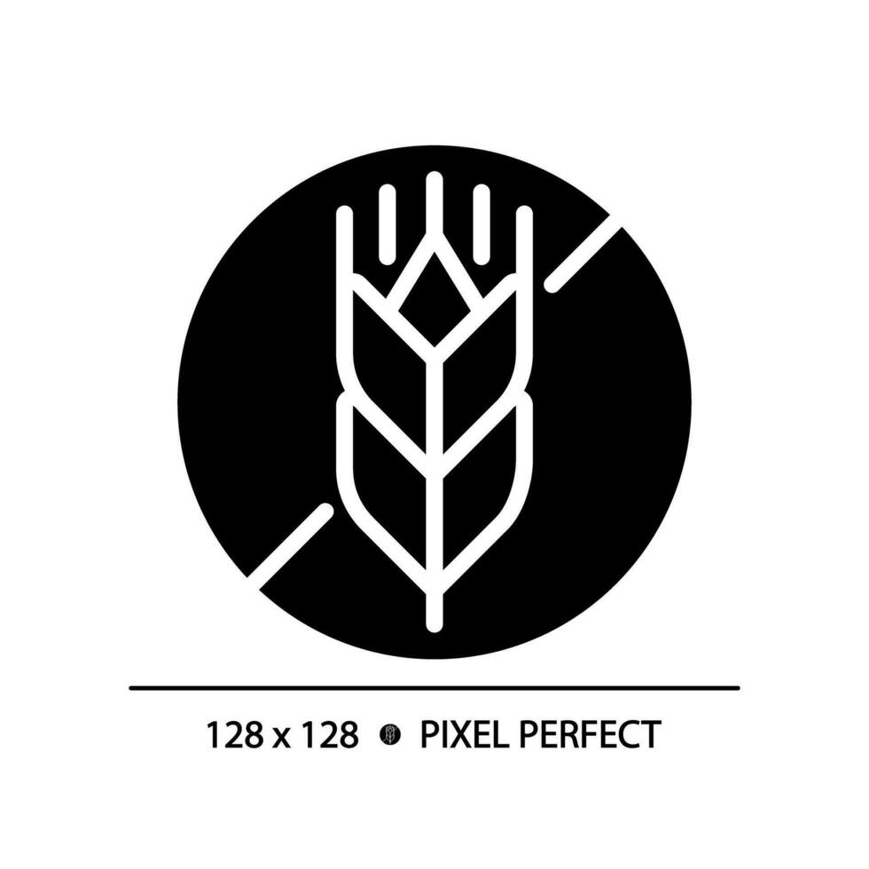 2d pixel perfekt glyf stil gluten fri ikon, isolerat vektor, silhuett illustration representerar allergen fri. vektor