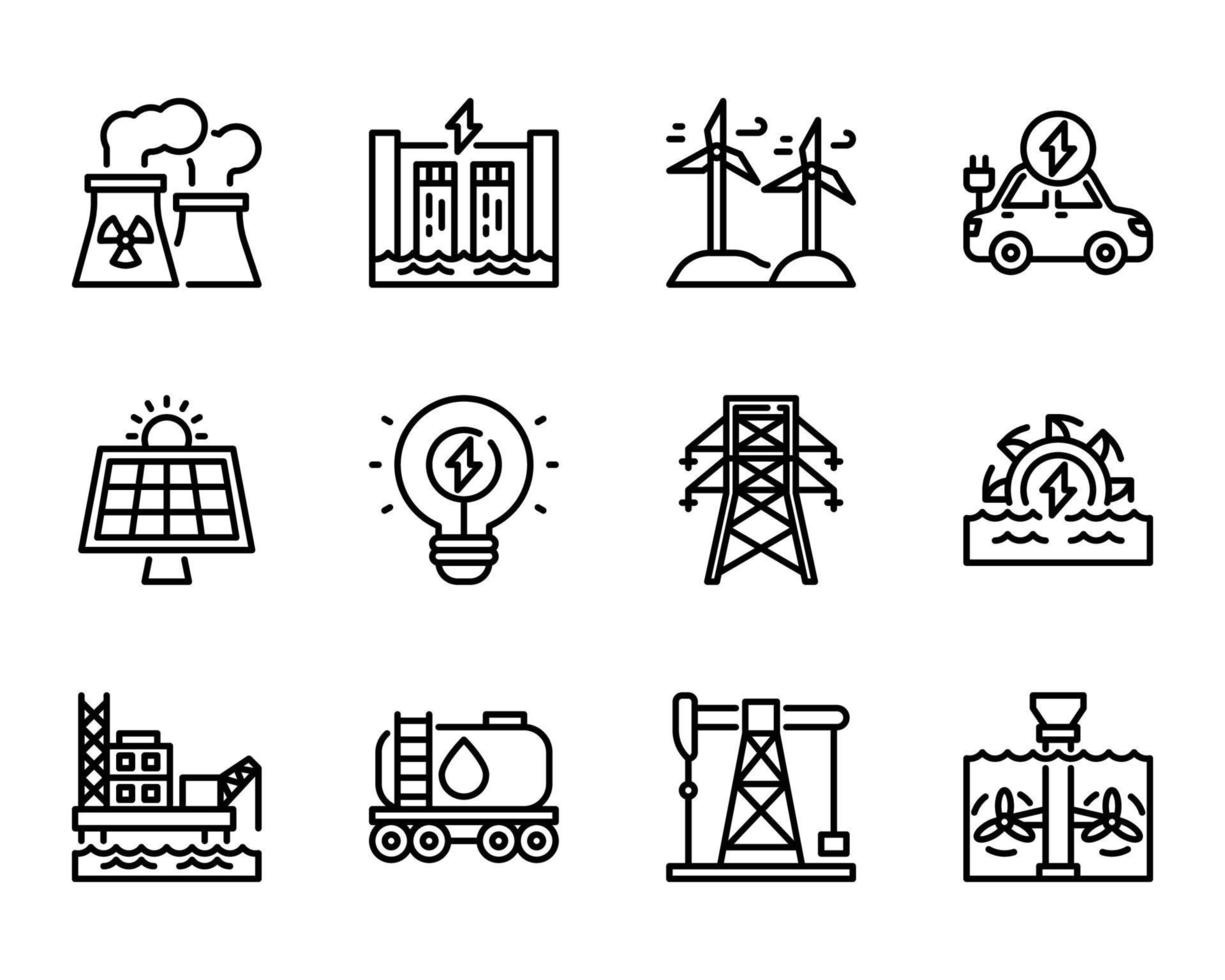 Symbol für nachhaltige Energieumrisse und Symbol für Website, Anwendung vektor