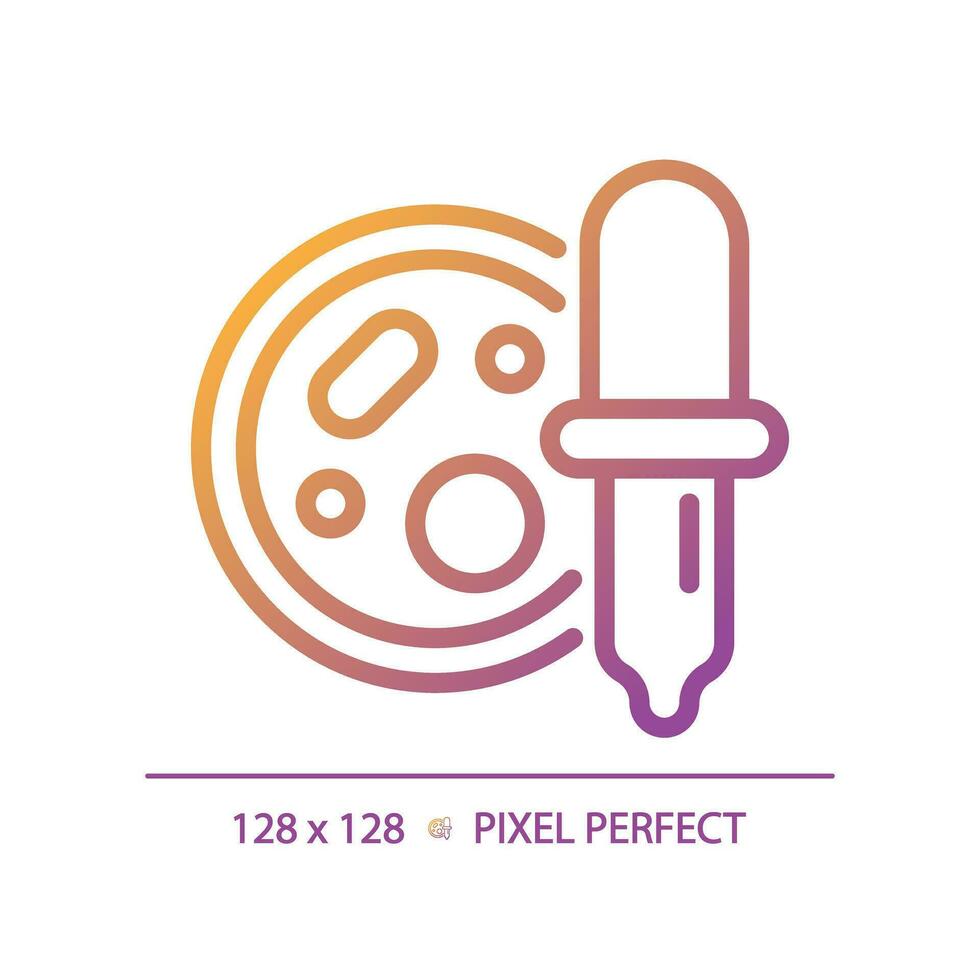 2d Pixel perfekt Gradient Bakterien mit Tropfer Symbol, isoliert Vektor, dünn Linie Illustration Darstellen Bakterien. vektor