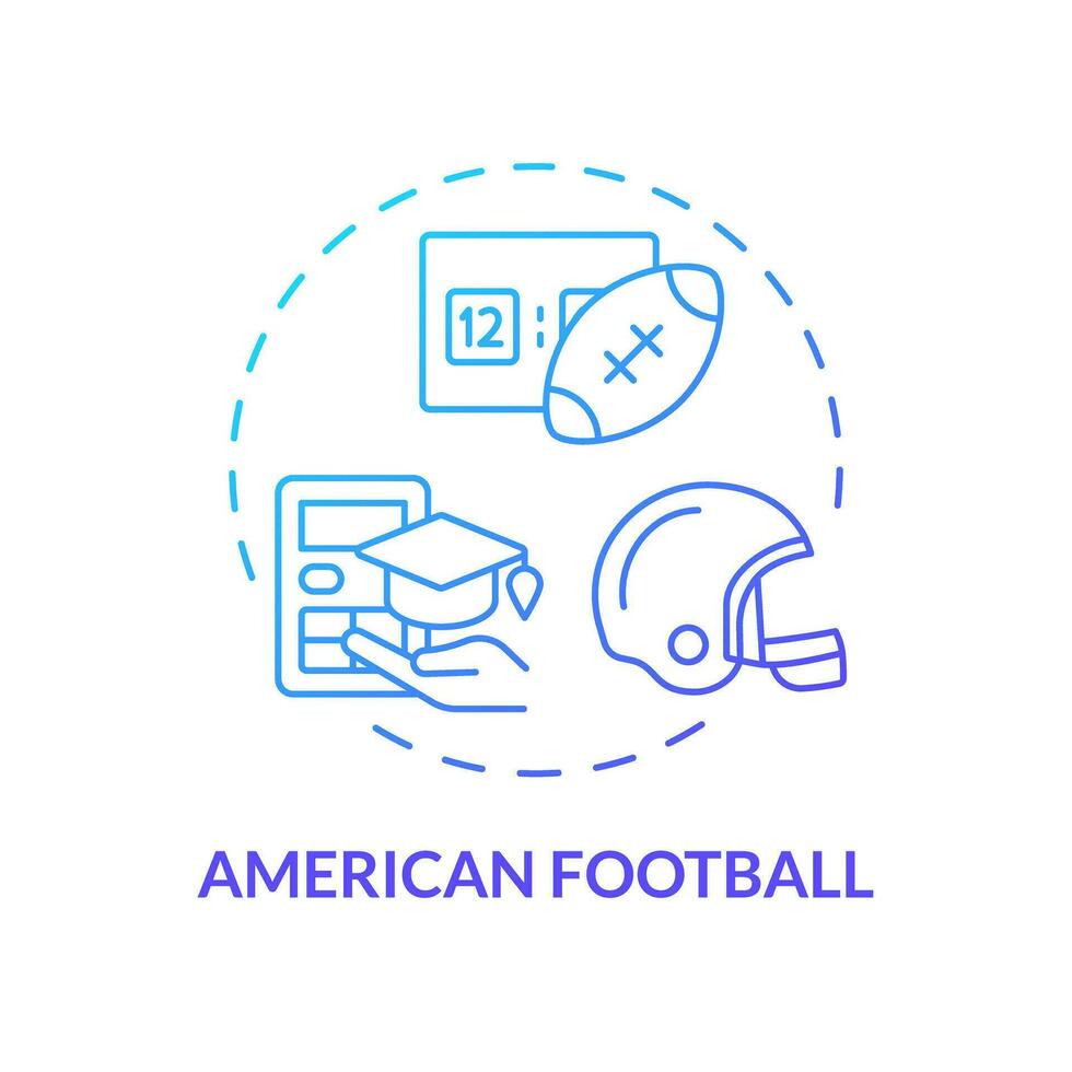 2d amerikanisch Fußball dünn Linie Gradient Symbol Konzept, isoliert Vektor, Illustration Darstellen sportlich Stipendium. vektor