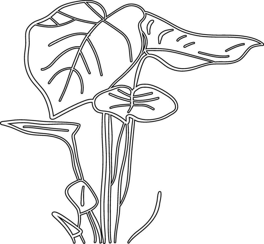 löv och blommor teckning linje dekoration design. vektor
