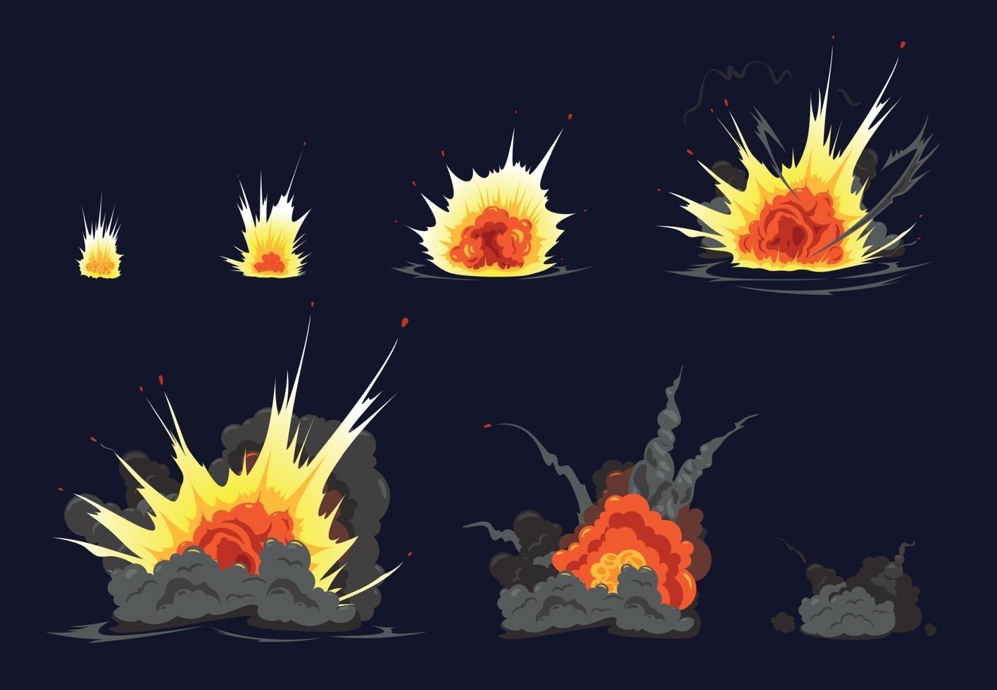 bomb explosion animation serie vektor