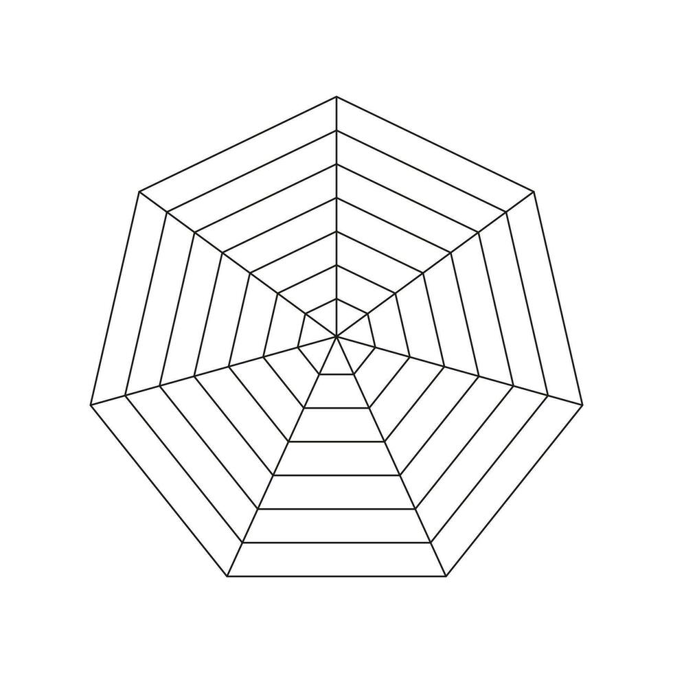 sjukantigt radar. Spindel diagram mall. heptagon Graf. platt Spindel maska. diagram för statistisk, analytisk. tom sju ensidig radar Diagram. coaching verktyg. vektor grafisk illustration.