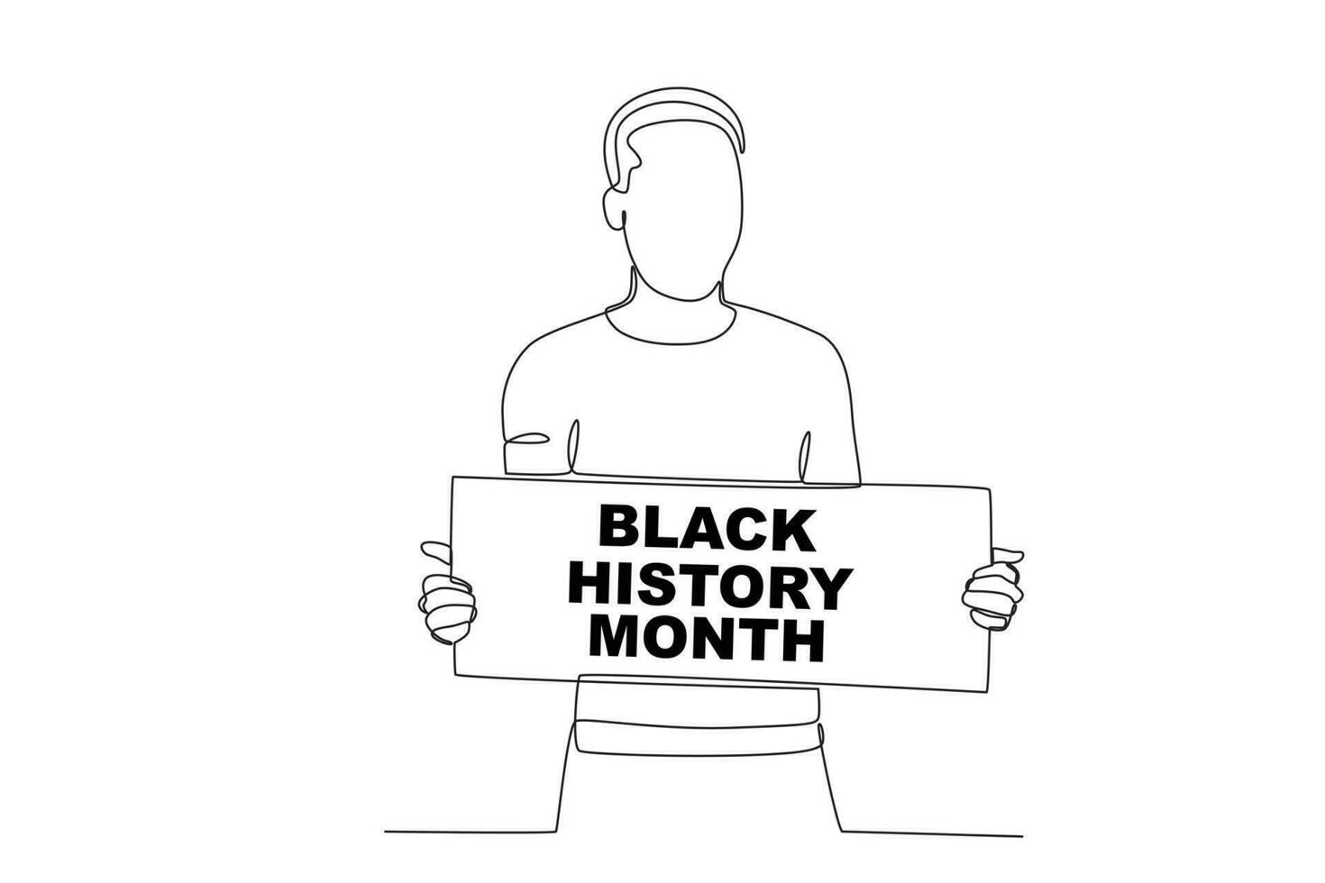 ein Mann halten ein schwarz Geschichte Monat Banner vektor