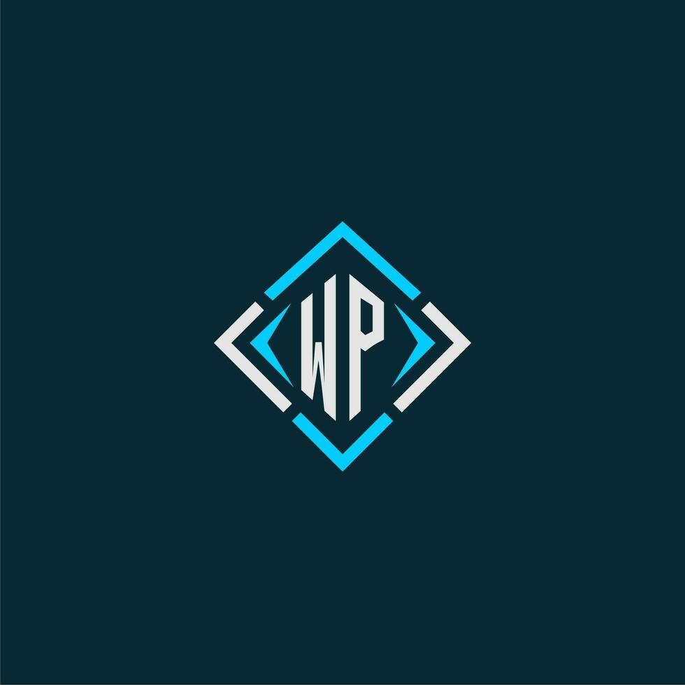 wp anfängliches Monogramm-Logo mit quadratischem Design vektor