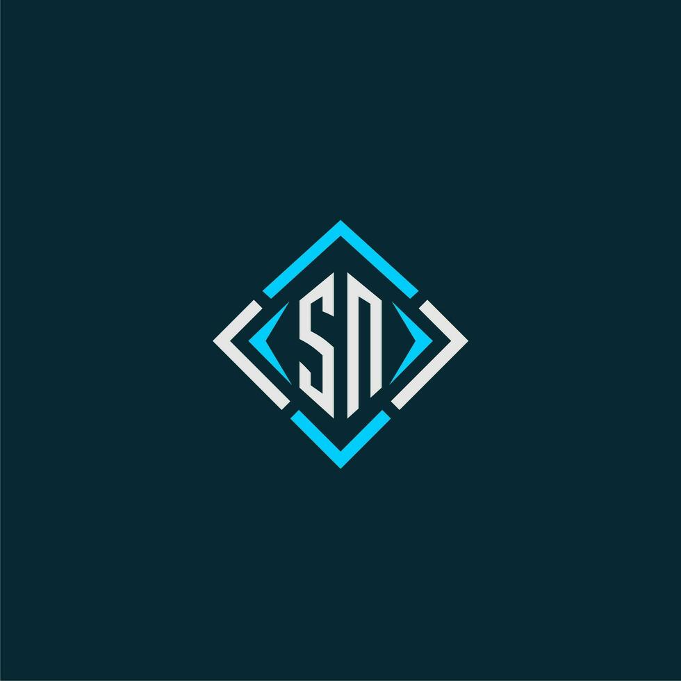 sn Anfangsmonogramm-Logo mit quadratischem Design vektor