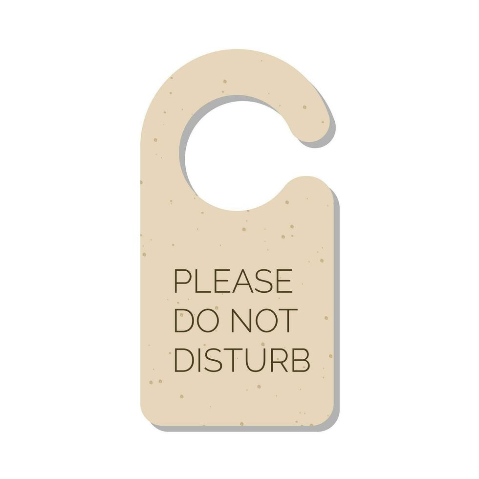 Bitte tun nicht stören Tür Aufhänger Zeichen, Etikett oder Etikett. Hotel Zimmer Tür Griff oder Knopf hängend Karte und Warnung Botschaft auf Weiß Hintergrund. Vektor Illustration.