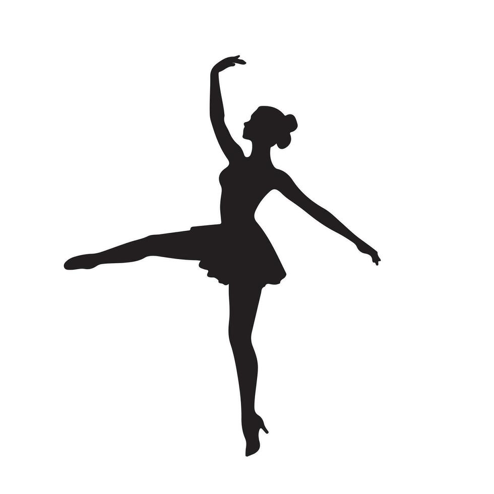 schwarz Silhouette von ein Person im ein anmutig Ballett Pose vektor