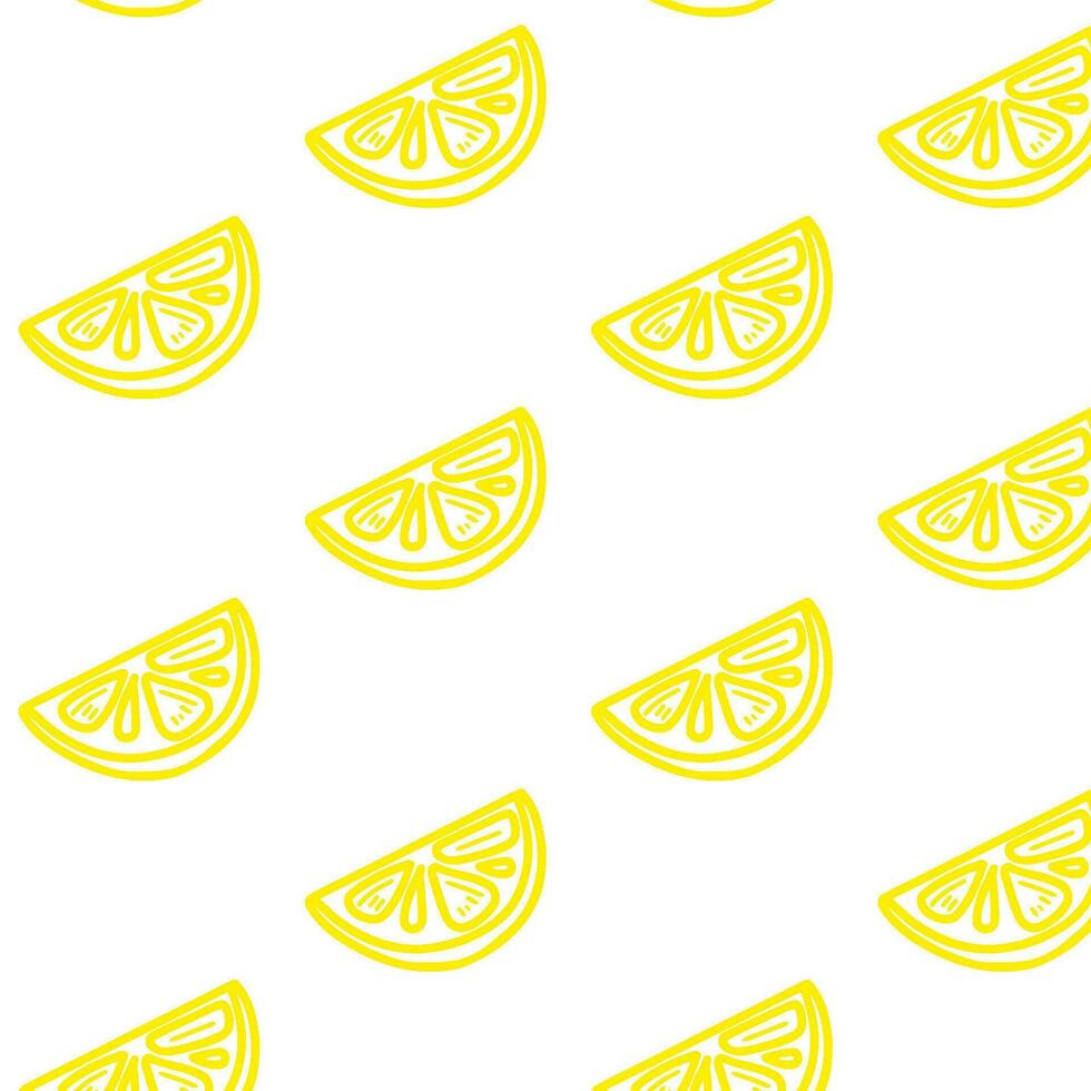 färska citroner bakgrund, handritade ikoner. färgglada tapeter vektor. seamless mönster med färsk frukt samling. dekorativ illustration, bra för utskrift. symbol för sommaren. doodle stil. vektor