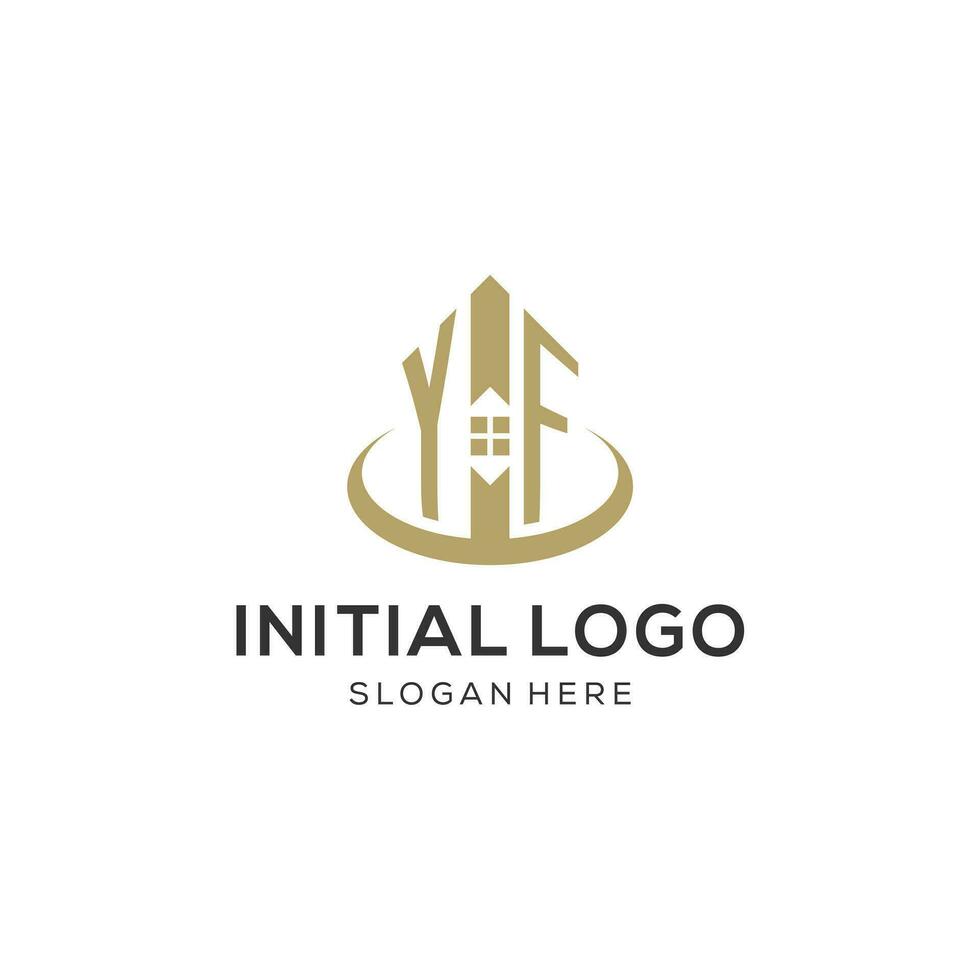 första yf logotyp med kreativ hus ikon, modern och professionell verklig egendom logotyp design vektor