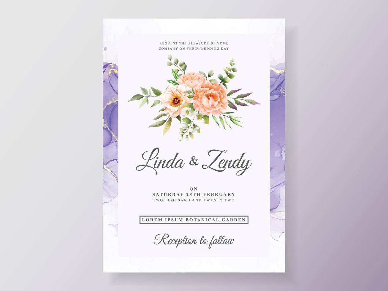 schöne floral handgezeichnete hochzeitseinladungsschablone vektor