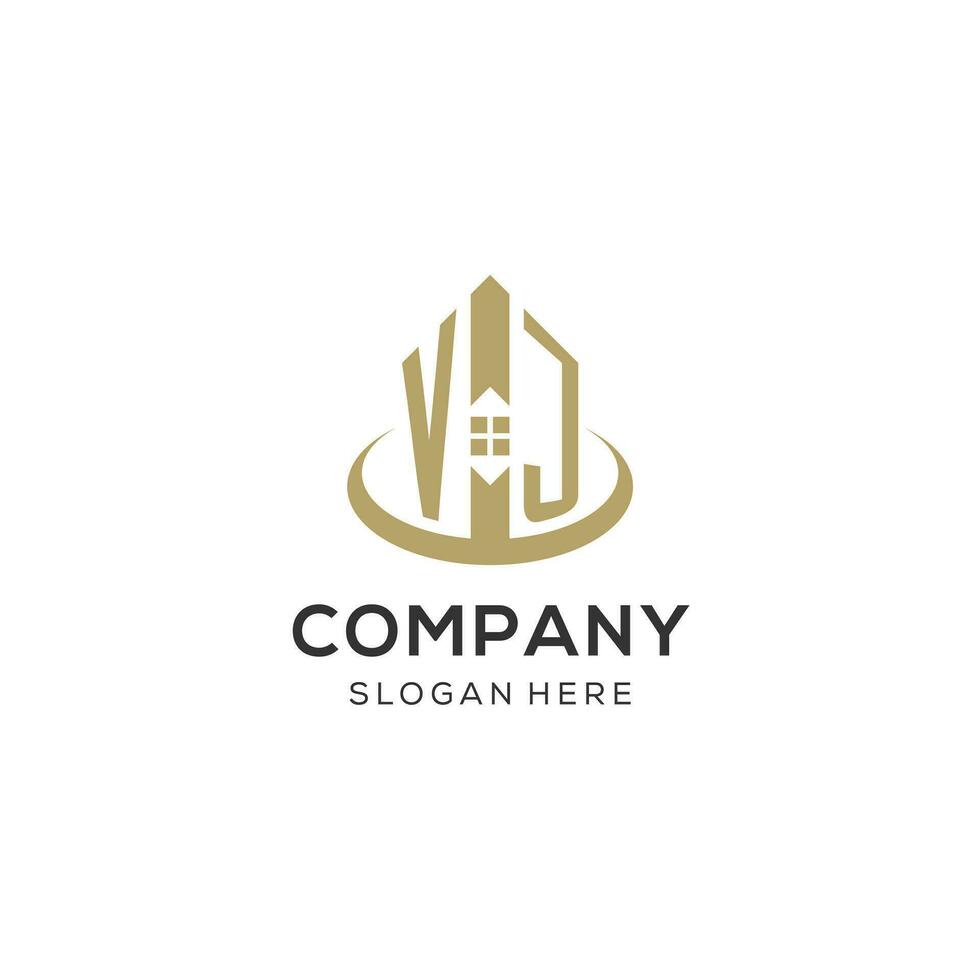 Initiale vj Logo mit kreativ Haus Symbol, modern und Fachmann echt Nachlass Logo Design vektor