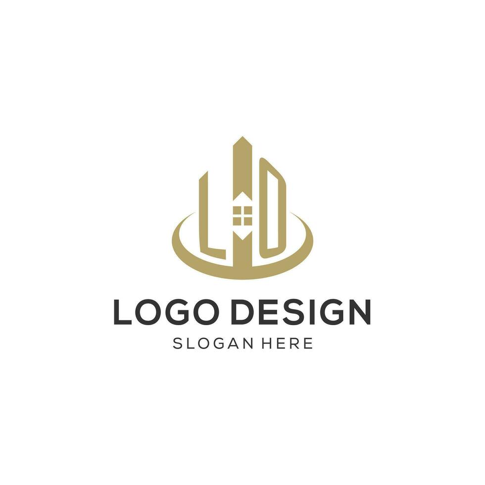 första lo logotyp med kreativ hus ikon, modern och professionell verklig egendom logotyp design vektor