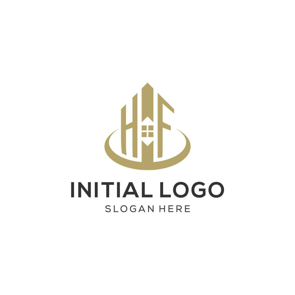 Initiale hf Logo mit kreativ Haus Symbol, modern und Fachmann echt Nachlass Logo Design vektor